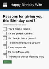 Wife Birthday Card | Funny and Rude | Government Gateway Form created by Pottsy Prints