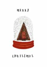 Watercolour Christmas Card - Snow Globe Cabin created by Laura Jayne Lettering