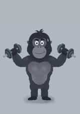 A gorilla pumping iron created by Shannon Flynn