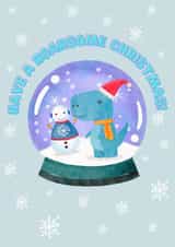 Dinosaur snow globe Christmas card created by For You Creative 