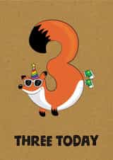 KIDS AGE 3 FOX BIRTHDAY CARD created by TACHE