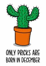 Funny December Birthday Card | Prick Rude Birthday Card created by TeePee Creations