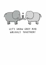 Cute Elephant Pun Anniversary Card - Let's Grow Grey And Wrinkly Together! created by mungo and shoddy