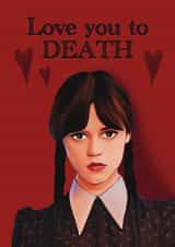 Wednesday Addams Valentine’s Day Card created by Giddy Kipper