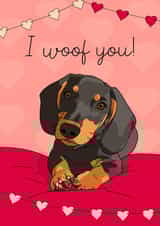 I Woof You Sausage Dog Valentine's Day Card created by Evie Garnett Designs