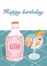 Happy Birthday Gin & Tonic Greeting Card created by Sandy Chiu Studio