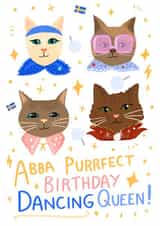 Music Birthday Card - Abba - Cat - Purfect - Pun created by URGHH Card Co.
