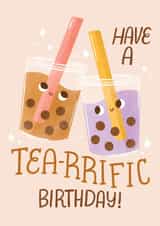 Cute Tea-rrific Boba Birthday Card For Your Bestie created by Hollei Anne Design Co.