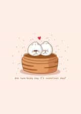 Cute dim sum valentines card - Kawaii card - food pun card created by Rosalie Perl
