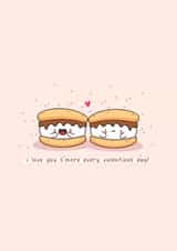 Cute s’mores valentines card - Kawaii card - food pun created by Rosalie Perl