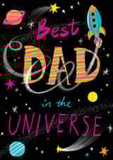 Cute Father's Day card - Best dad - Space, Planets, and rockets created by Paula Bowles