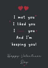 Romantic valentines card - I’m keeping you - Heartfelt created by LynseyLovez