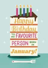 Cute Birthday Card - January Birthday - Cake created by Daksha Giri