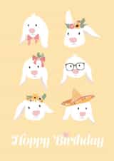 Happy Hoppy Birthday Baby Bunny Rabbit Card created by LJRanson Design