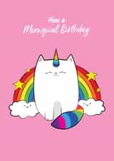 Cute Birthday Card - Meowgical - Magical - Rainbow Cat created by TACHE