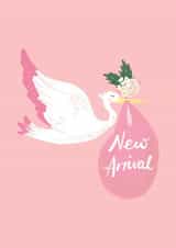 Cute New Baby Card - New Arrival - Stork - Girl created by TACHE