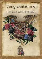 Steampunk Wedding Card created by Sarah Mae Artworks