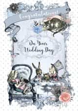 Alice in Wonderland Wedding Card created by Sarah Mae Artworks