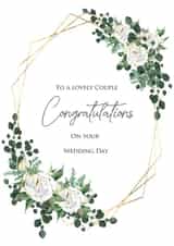 Modern Peony & Ecalyptus Wedding Card created by Sarah Mae Artworks