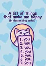 Cute Cat Card Anniversary Card - You Make Me Happy - Boyfriend, Girlfriend, Wife created by Mona Mauve