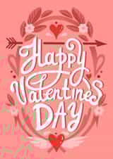 Happy Valentines Day, cute, classic, heart, flower, lettering, beauty card created by Daria Radzhabova