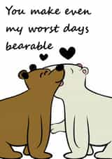 Cute Anniversary or Valentines card for your significant other. Loving bear pun. created by Laughable Letters