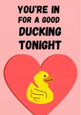 Naughty duck but make it pink - funny valentines card created by Rob Reid