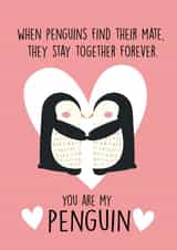You Are My Penguin Valentines Card - Cute Valentine  Day Card created by Cheeky Chops Cards