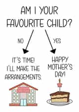 Cheeky Mother's Day Card - Favourite Child Flowchart - Old Farts Care Home vs Cake created by The Merry Giraffe