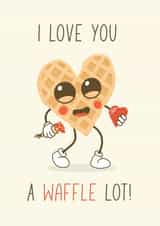 Cute waffle valentines card. I love you a waffle lot. Retro illustration. created by abtchlr