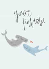 Cute Valentine's Day/Anniversary Card - Shark - You're Fintastic - Punny created by Mint and Pickle
