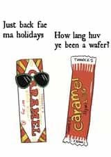 Funny birthday card - funny Scottish tunnocks wafer card - funny Scottish joke created by Clare Stansfield