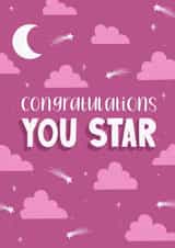 Cute Congratulations Card - You Star - Pink - Starry Night created by Sarah Cowan
