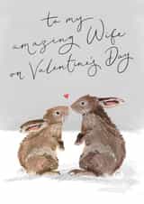 Cute valentine card - Wife - bunnies - amazing created by Making Meadows Ltd