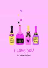 Cute Valentine's Day Card - Champagne bottles - Let's drink to that created by Anita Parson Studio