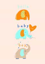 Cute baby Boy Card for new parents - elephants - hello baby boy created by Anita Parson Studio