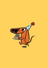 Cute Cartoon Birthday Card for Friend or Relative - Dachshund with Cake. created by Cardinky