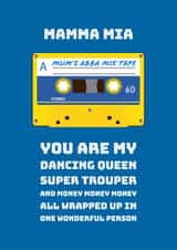 Cheeky and Heartfelt Mother's Day card - Retro ABBA Mix Tape - Mamma Mia created by PEA GREEN PRINTS