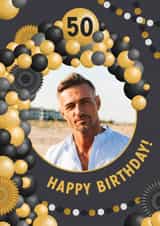 Personalised Birthday Photo Card created by Evie Garnett Designs - 50 balloons Birthday Personalised Photo Card 11866