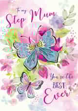 Cute Mother's Day Card - Step Mum - Best Ever - Butterflies - Watercolour created by Di Brookes Design