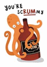 Funny Valentine's Card - Octopus - Rum - You're Scrummy created by AbiGoLucky