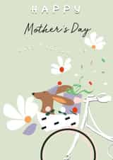 Cute Dachshund Mother's Day Card - Card For Mum From the Dog - Flowers Card created by SABIVO Design by Sabina