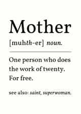 Funny Mother's Day Card - Definition - Mother created by Sundiva Designs