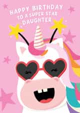Cute Birthday Card for Daughter - Rainbow Unicorn created by Macie Dot Doodles