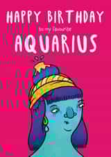 Cute birthday Card - Aquarius - Zodiac - January - February created by Charlotte Caswell