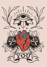 Tattoo Eye-Heart-You Valentine Card For Significant Other created by Lavinia Roth