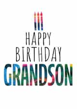 Grandson Birthday Card - Birthday Cake and Candles - Abstract Art created by size3art