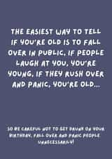 cheeky birthday card  - fall over created by original fox designs