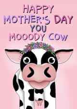 Cheeky Mother’s Day card - Moody Cow created by Scrambled Meg Designs 