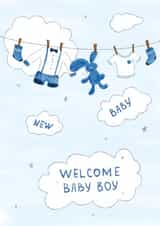 Cute New Baby Card - Baby Boy - Washing Line created by Iuly Burdin